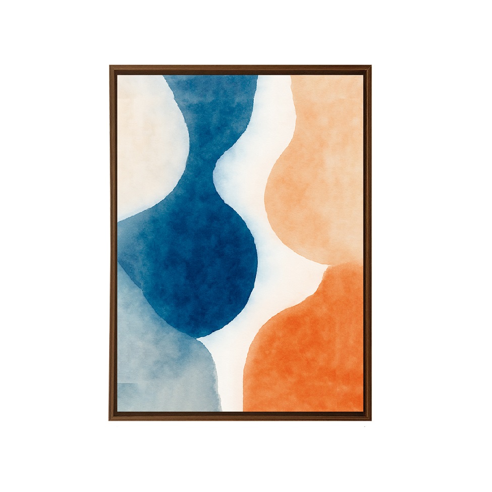 Quadro Decorativo sem Vidro Blue Wave Laranja e Azul