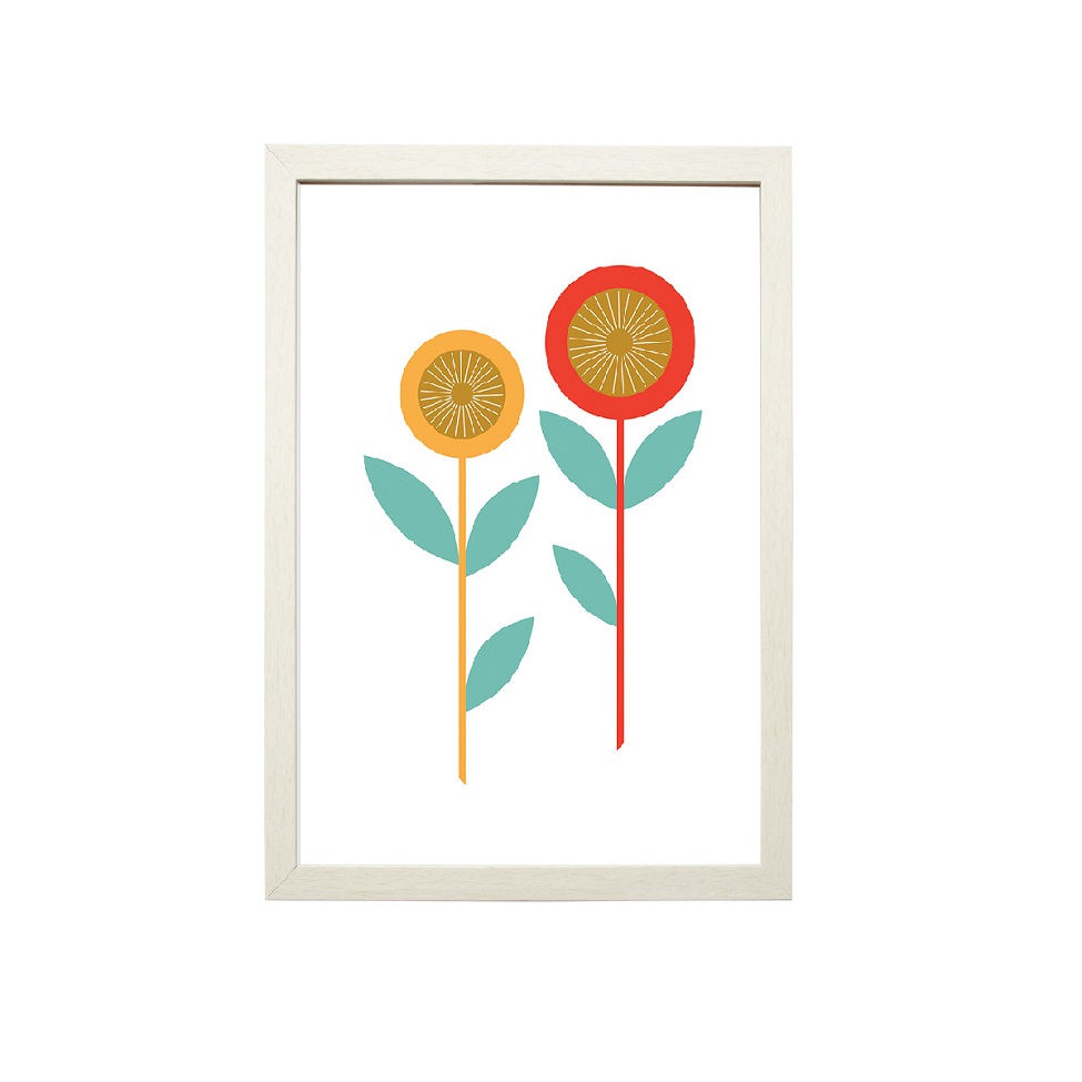 Quadro Decorativo sem Vidro Flores I Amarelo e Vermelho
