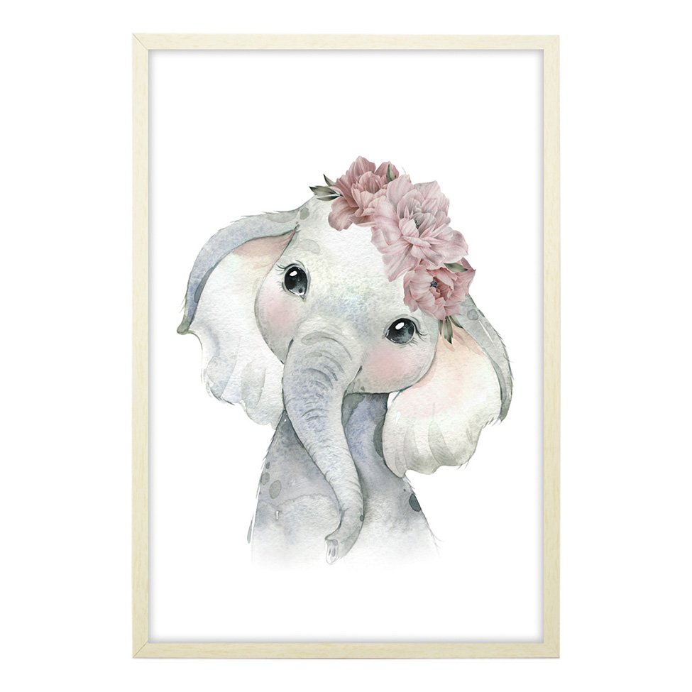 Quadro Infantil Elephant sem Vidro Colorido 20x30 cm