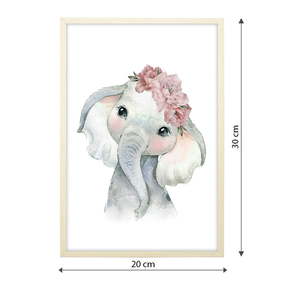 Quadro Infantil Elephant sem Vidro Colorido 20x30 cm