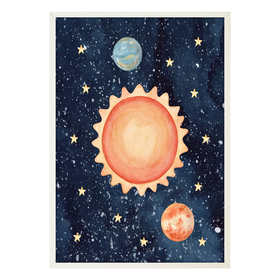Quadro Infantil Espacial sem Vidro Colorido 20x30 cm