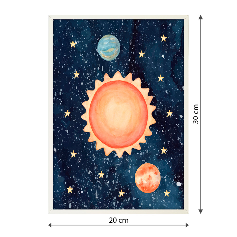 Quadro Infantil Espacial sem Vidro Colorido 20x30 cm