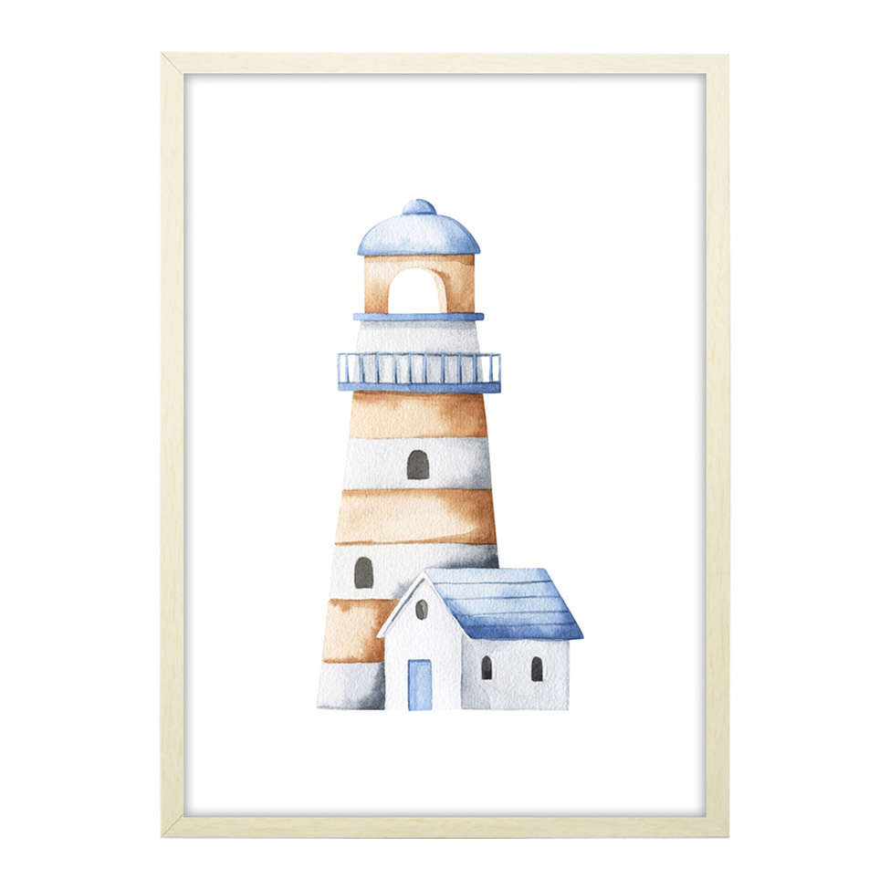 Quadro Infantil Farol sem Vidro Colorido 20x30 cm
