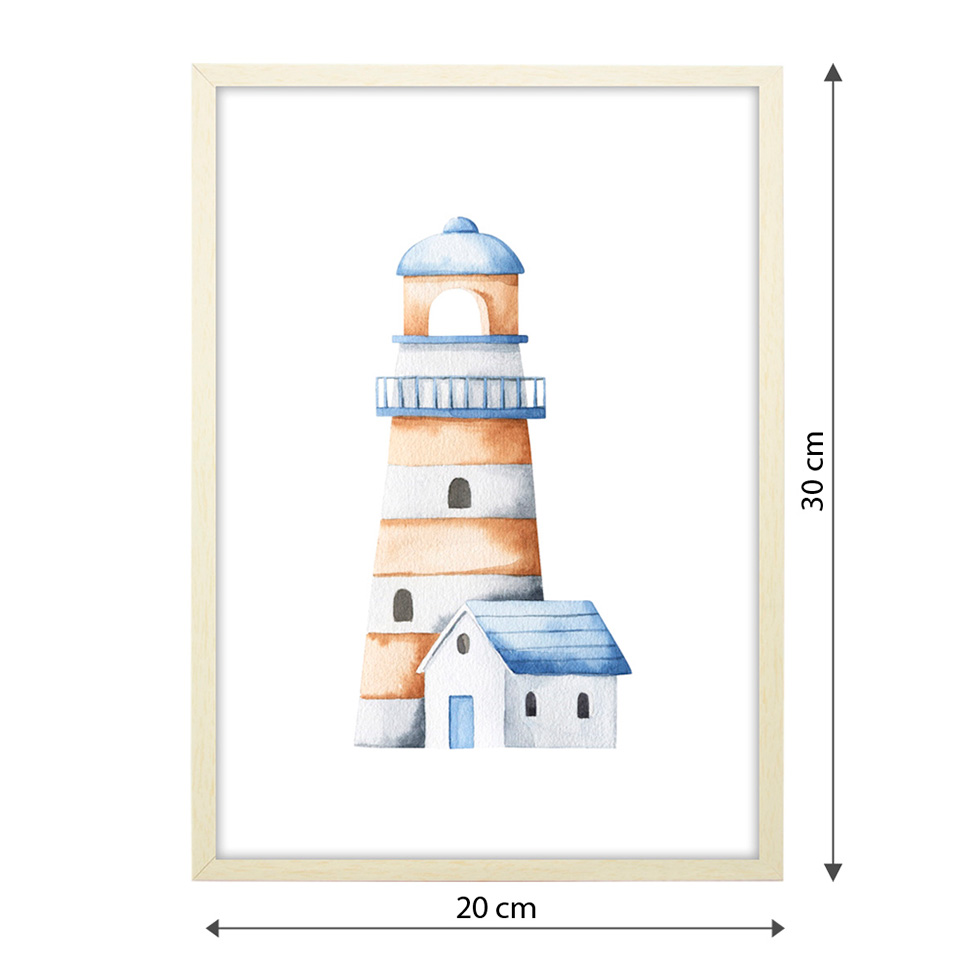 Quadro Infantil Farol sem Vidro Colorido 20x30 cm