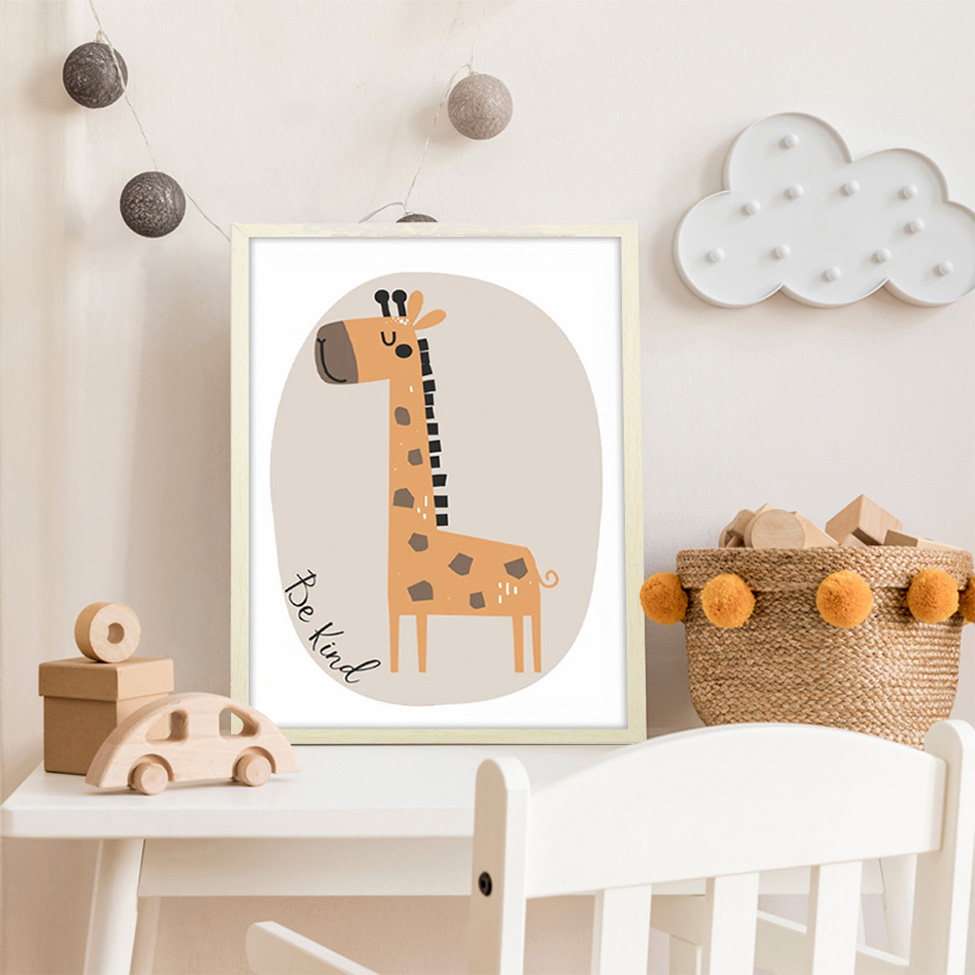 Quadro Infantil Girafa sem Vidro Colorido 20x30 cm