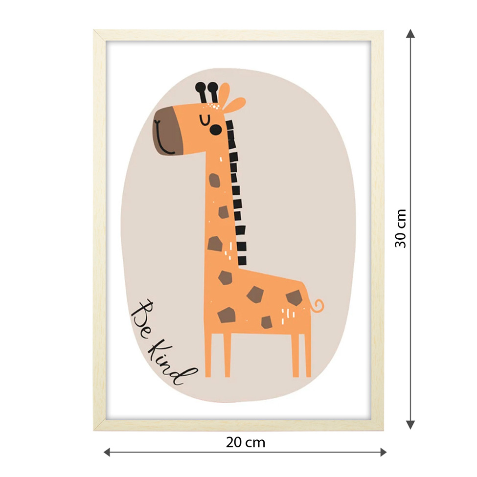 Quadro Infantil Girafa sem Vidro Colorido 20x30 cm
