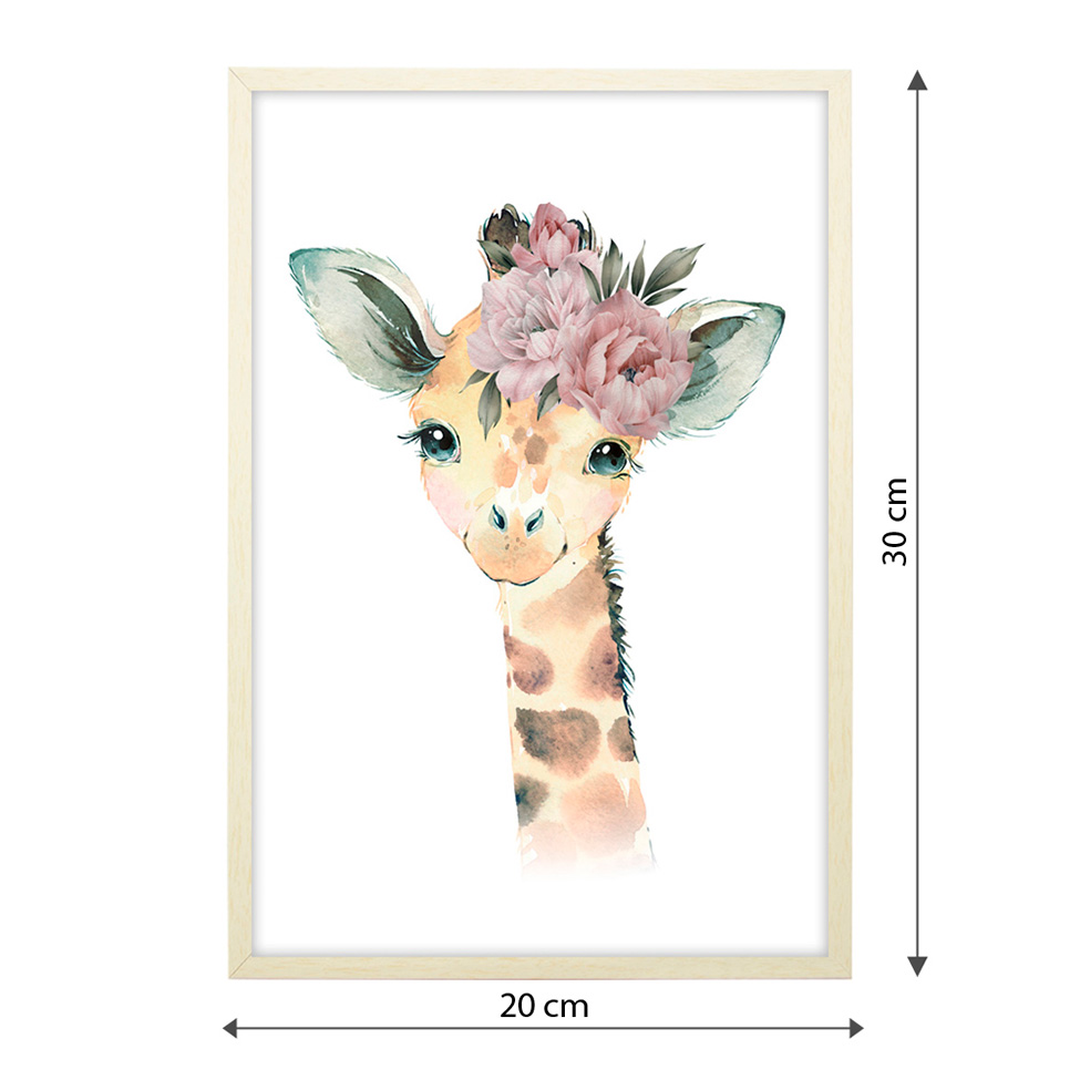 Quadro Infantil Giraffe sem Vidro Colorido 20x30 cm