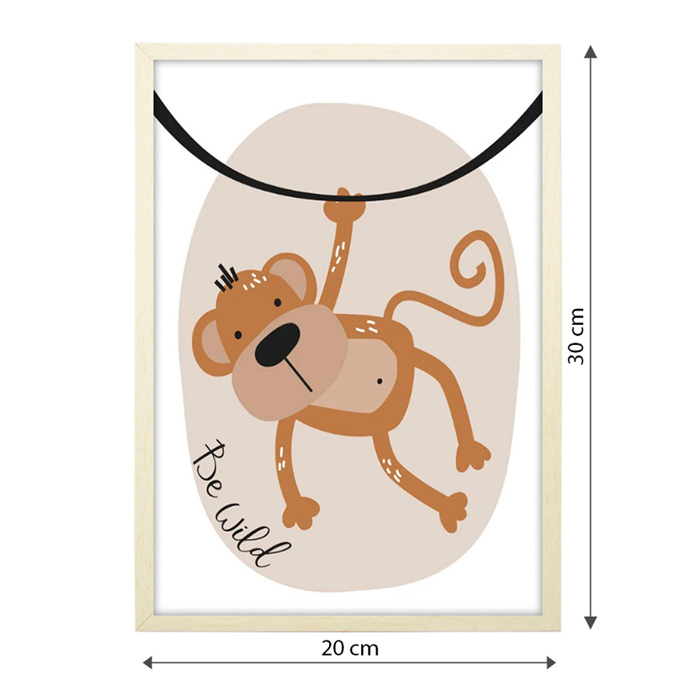 Quadro Infantil Macaco sem Vidro Colorido 20x30 cm
