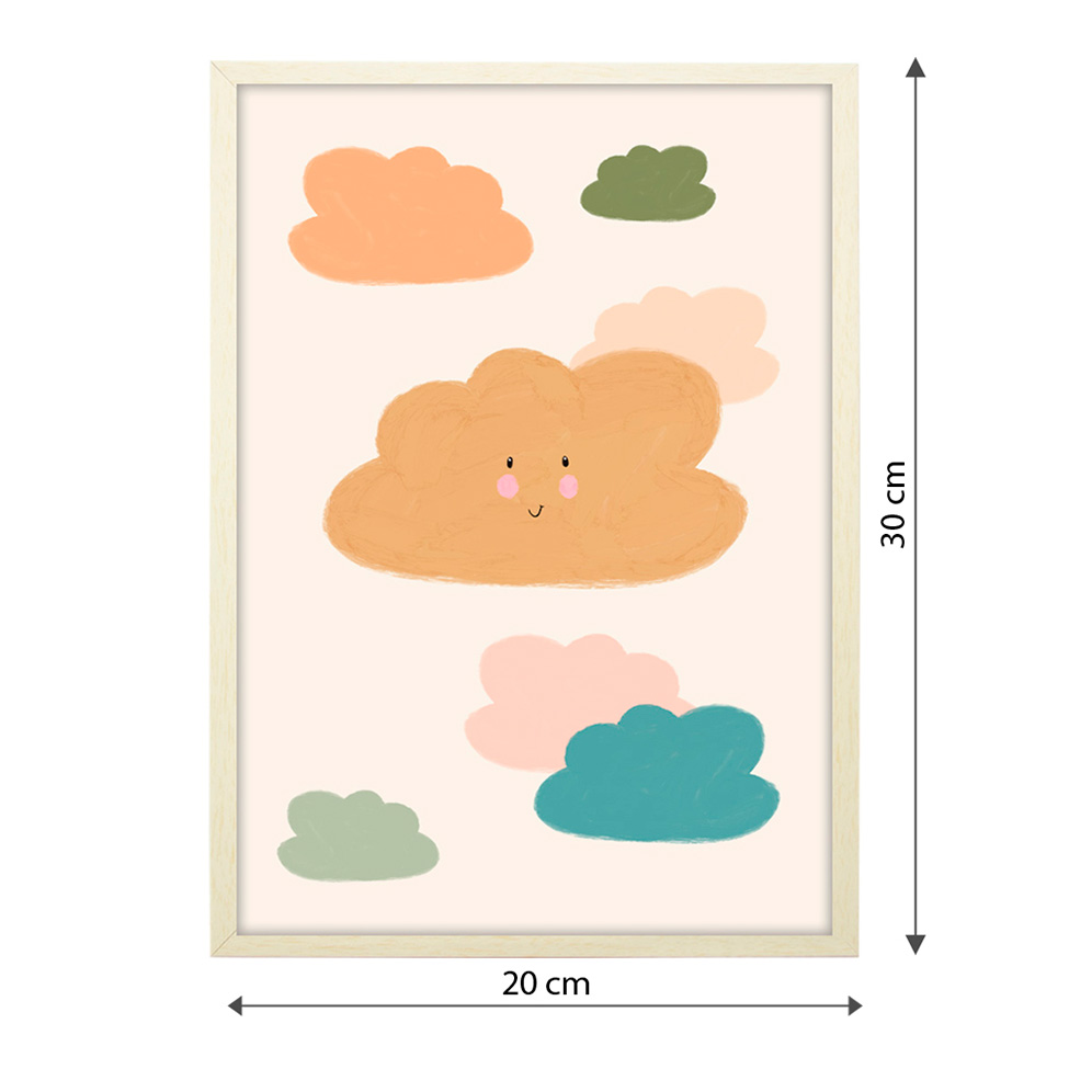 Quadro Infantil Nuvens sem Vidro Colorido 20x30 cm
