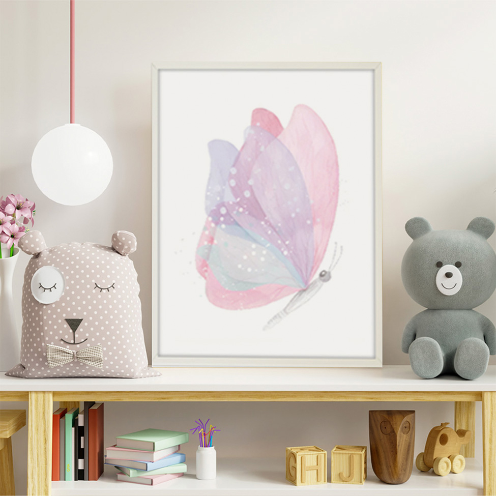 Quadro Infantil Selva Borboleta sem Vidro Colorido 20x30 cm