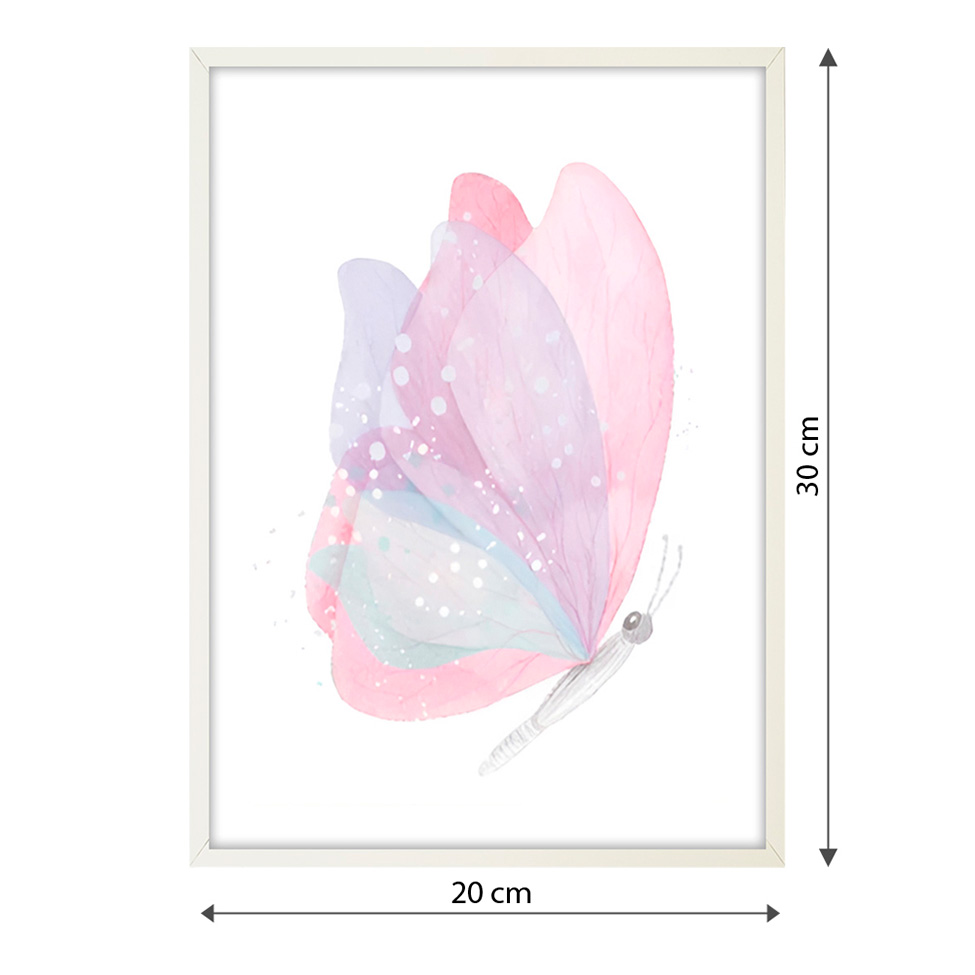 Quadro Infantil Selva Borboleta sem Vidro Colorido 20x30 cm