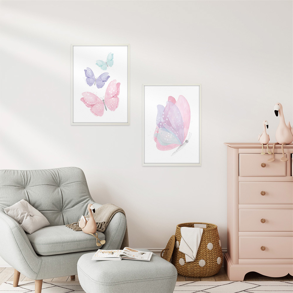 Quadro Infantil Selva Borboleta sem Vidro Colorido 20x30 cm