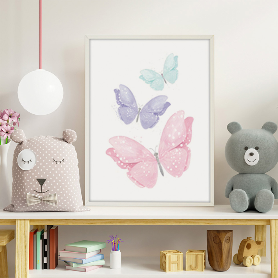 Quadro Infantil Selva Borboletas sem Vidro Colorido 20x30 cm