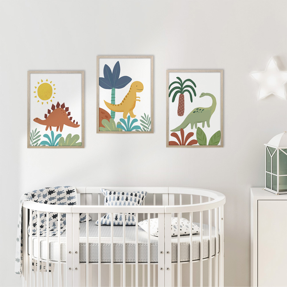 Quadro Infantil Selva Dino I sem Vidro Colorido 20x30 cm