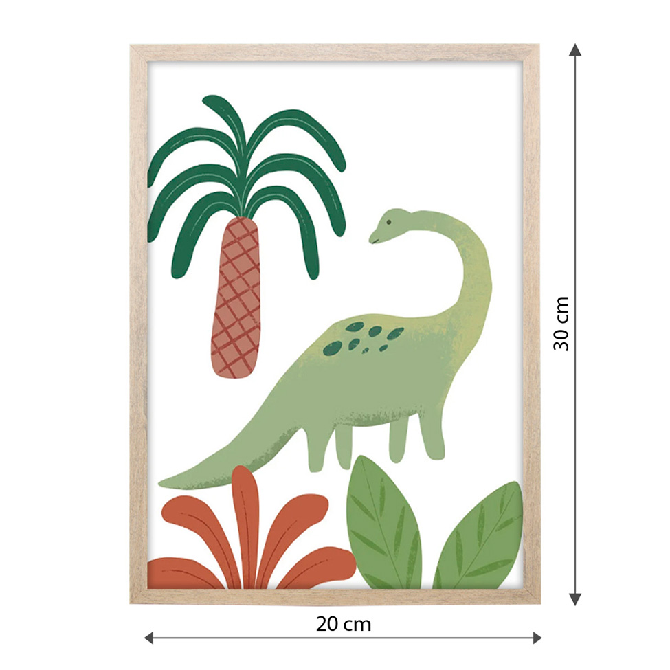 Quadro Infantil Selva Dino III sem Vidro Colorido 20x30 cm