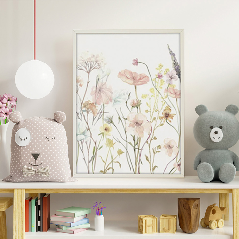 Quadro Infantil Selva Flowers sem Vidro Colorido 20x30 cm