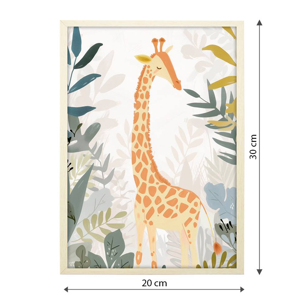 Quadro Infantil Selva Girafa sem Vidro Colorido 20x30 cm