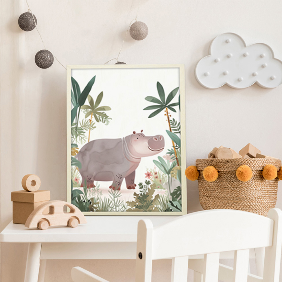 Quadro Infantil Selva Hipo sem Vidro Colorido 20x30 cm