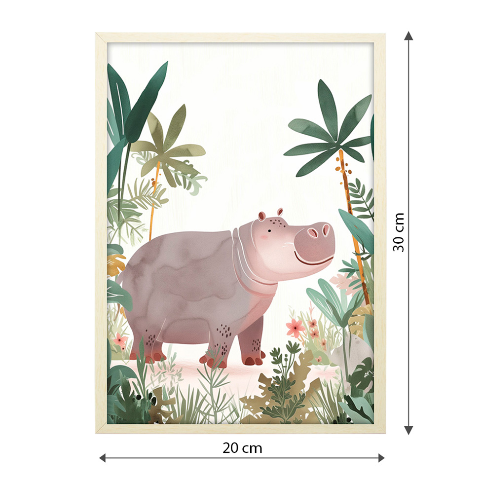 Quadro Infantil Selva Hipo sem Vidro Colorido 20x30 cm