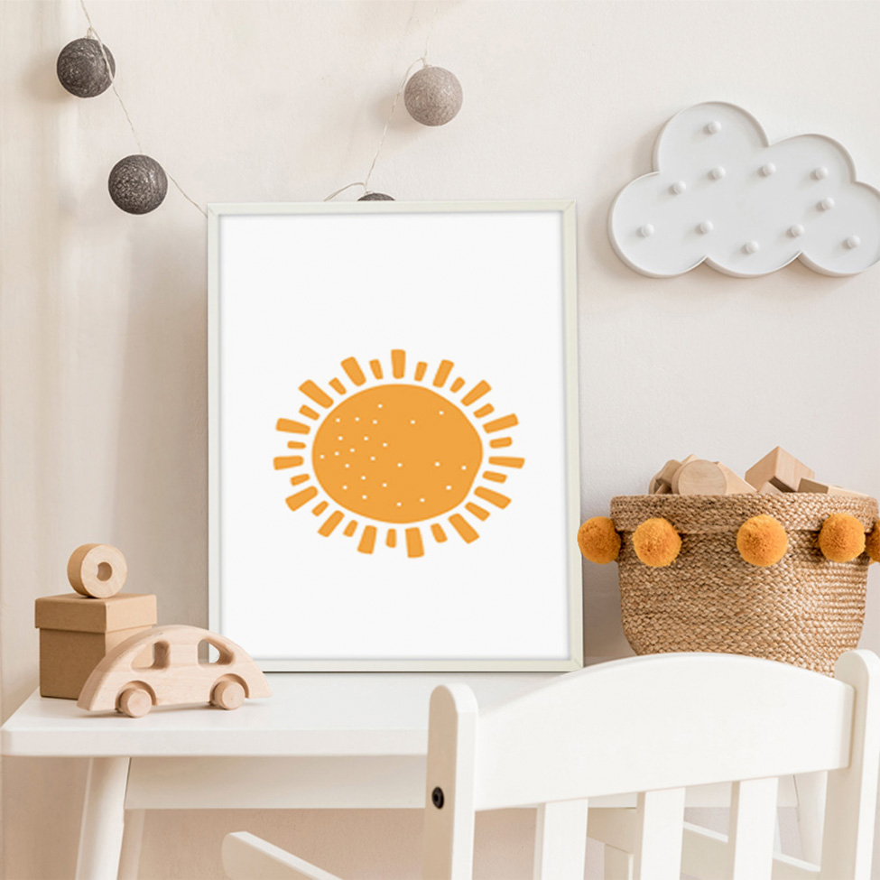 Quadro Infantil Sun sem Vidro Colorido 20x30 cm