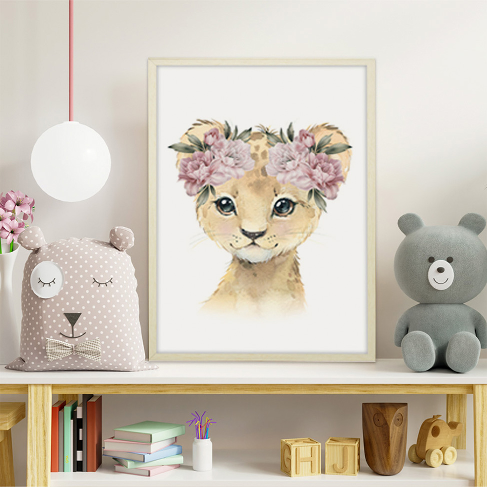 Quadro Infantil Tiger sem Vidro Colorido 20x30 cm