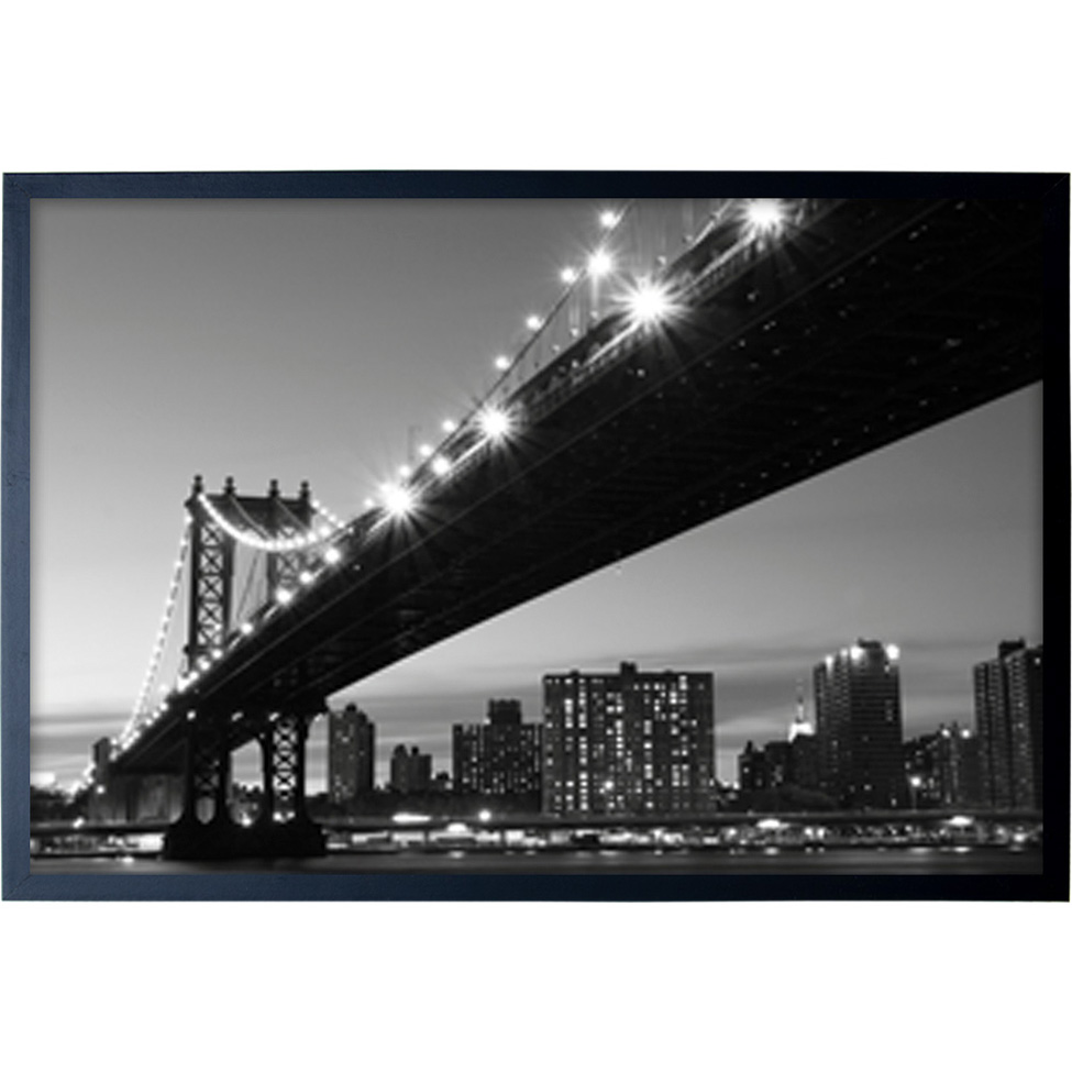 Quadro Manual Canvas Cidade I com Vidro Preto e Branco 40x60 cm