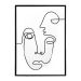 Quadro Manual Canvas Faces Linhas sem Vidro Preto e Branco 50x70 cm