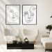 Quadro Manual Canvas Faces Linhas sem Vidro Preto e Branco 50x70 cm
