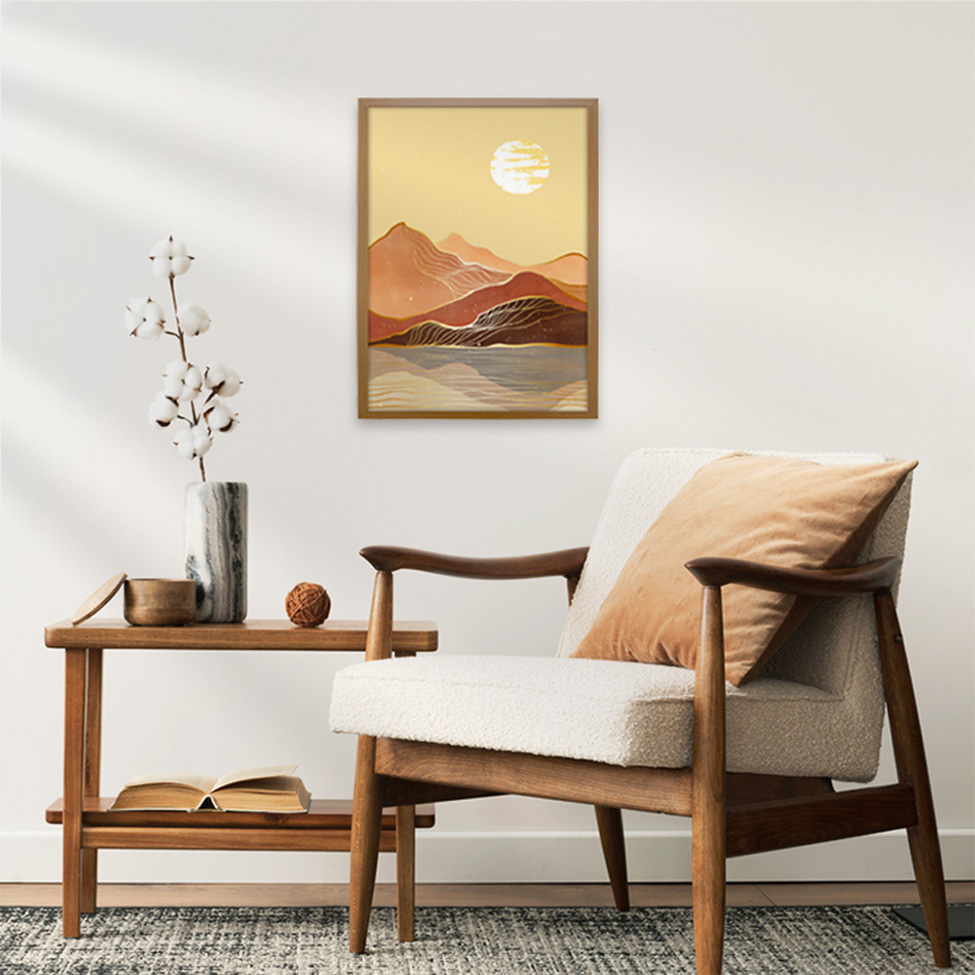 Quadro Natural Boho Sol II com Vidro Colorido 30x40 cm