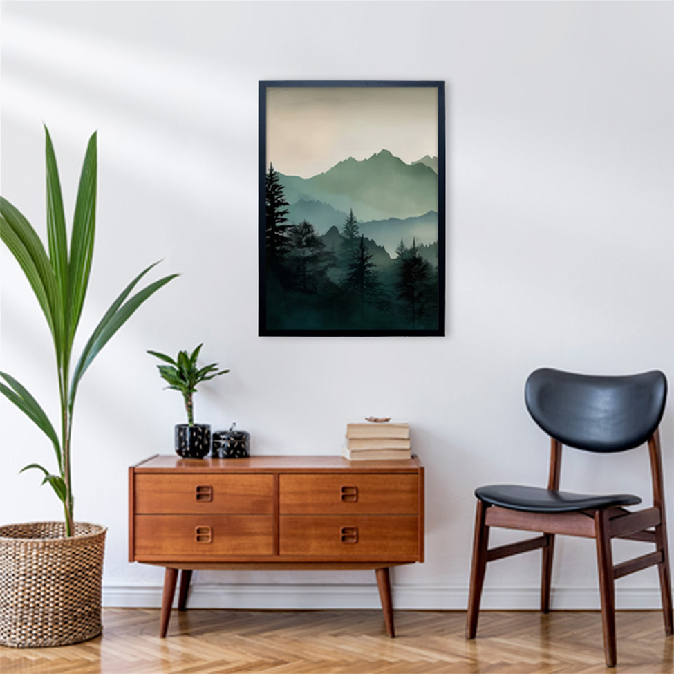 Quadro Natural Montanhas I com Vidro Colorido 40x60 cm
