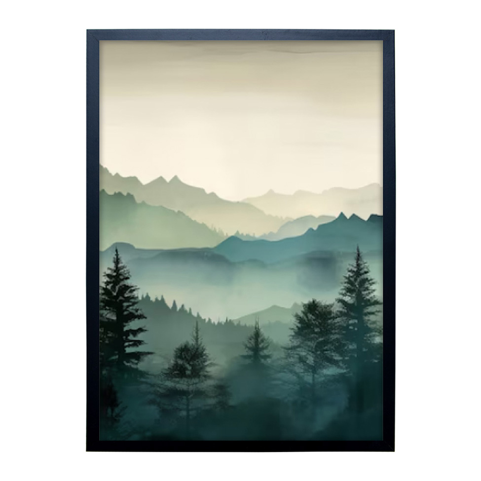 Quadro Natural Montanhas II com Vidro Colorido 40x60 cm