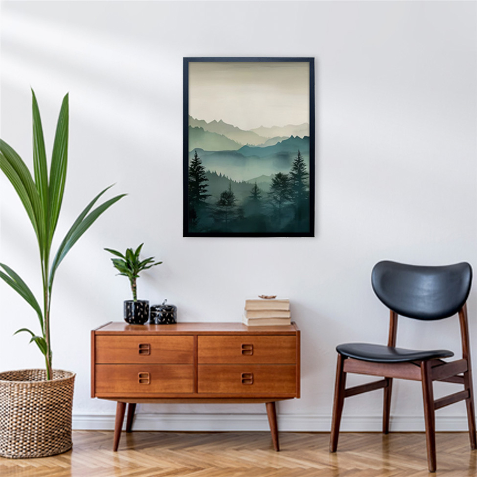 Quadro Natural Montanhas II com Vidro Colorido 40x60 cm