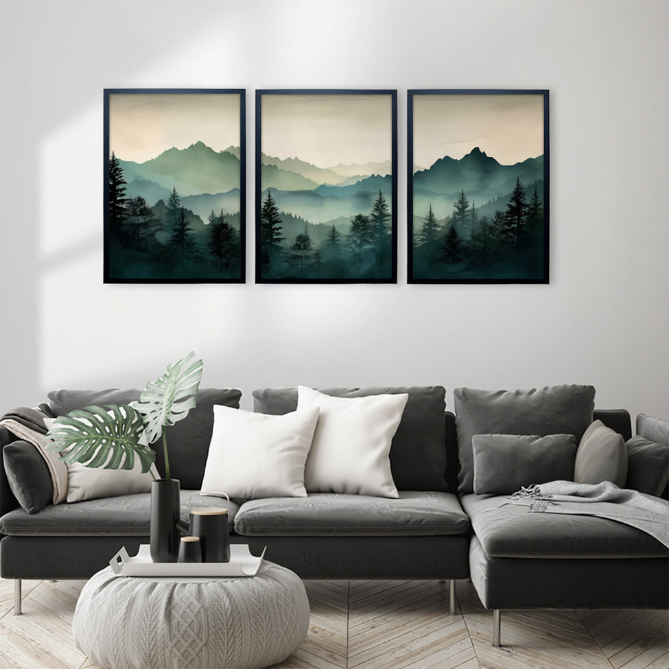 Quadro Natural Montanhas II com Vidro Colorido 40x60 cm