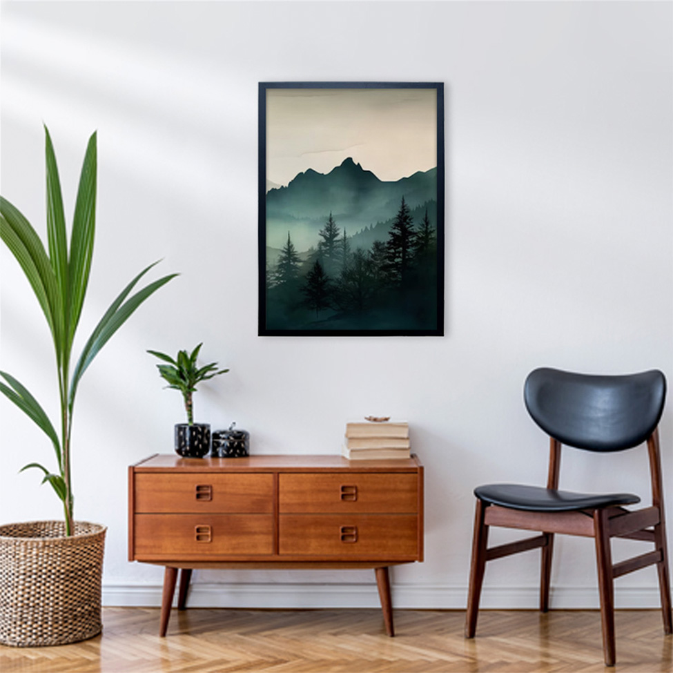 Quadro Natural Montanhas III com Vidro Colorido 40x60 cm
