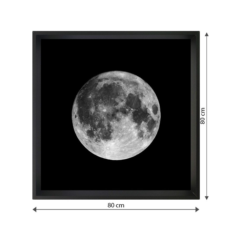 Quadro Natural Moon com Vidro Preto e Cinza 80x80 cm