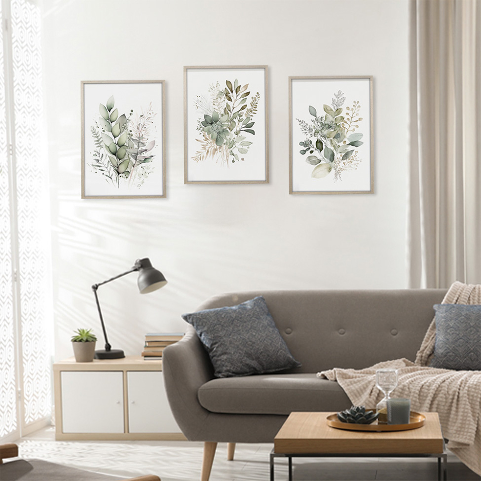 Quadro Romântico Arranjo Folhas I sem Vidro Colorido 30x40 cm