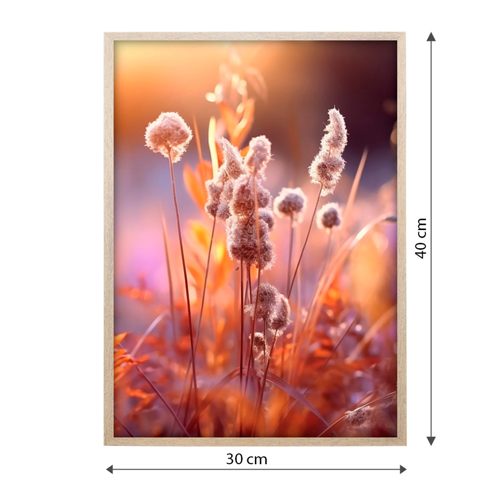Quadro Romântico Flores I com Vidro Colorido 30x40 cm
