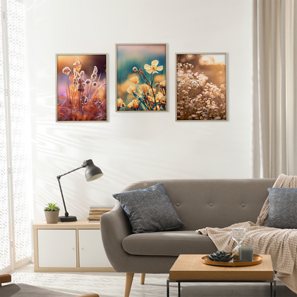 Quadro Romântico Flores II com Vidro Colorido 30x40 cm