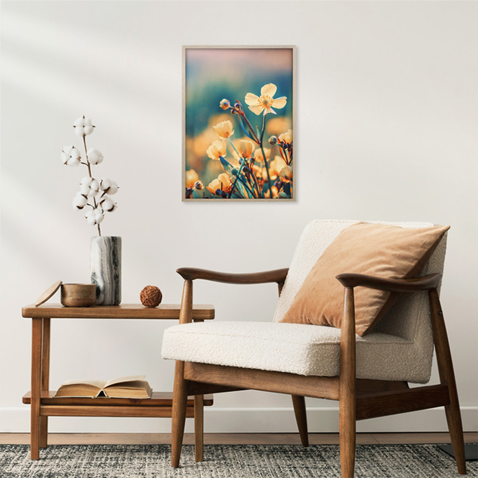 Quadro Romântico Flores III com Vidro Colorido 30x40 cm