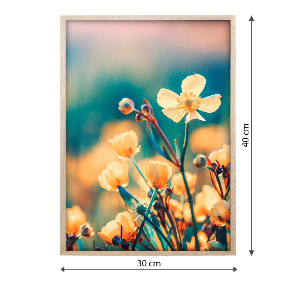 Quadro Romântico Flores III com Vidro Colorido 30x40 cm