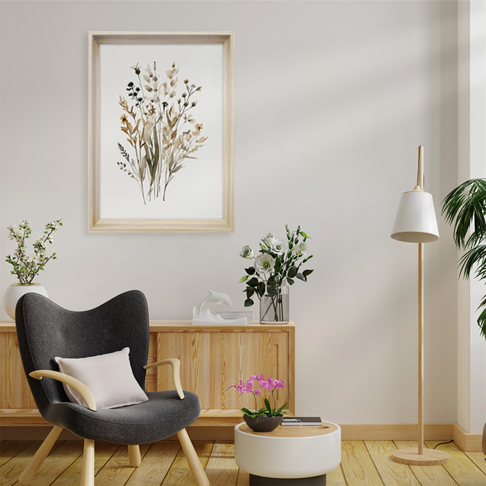 Quadro Romântico Flores do Campo I com Vidro Colorido 40x60 cm