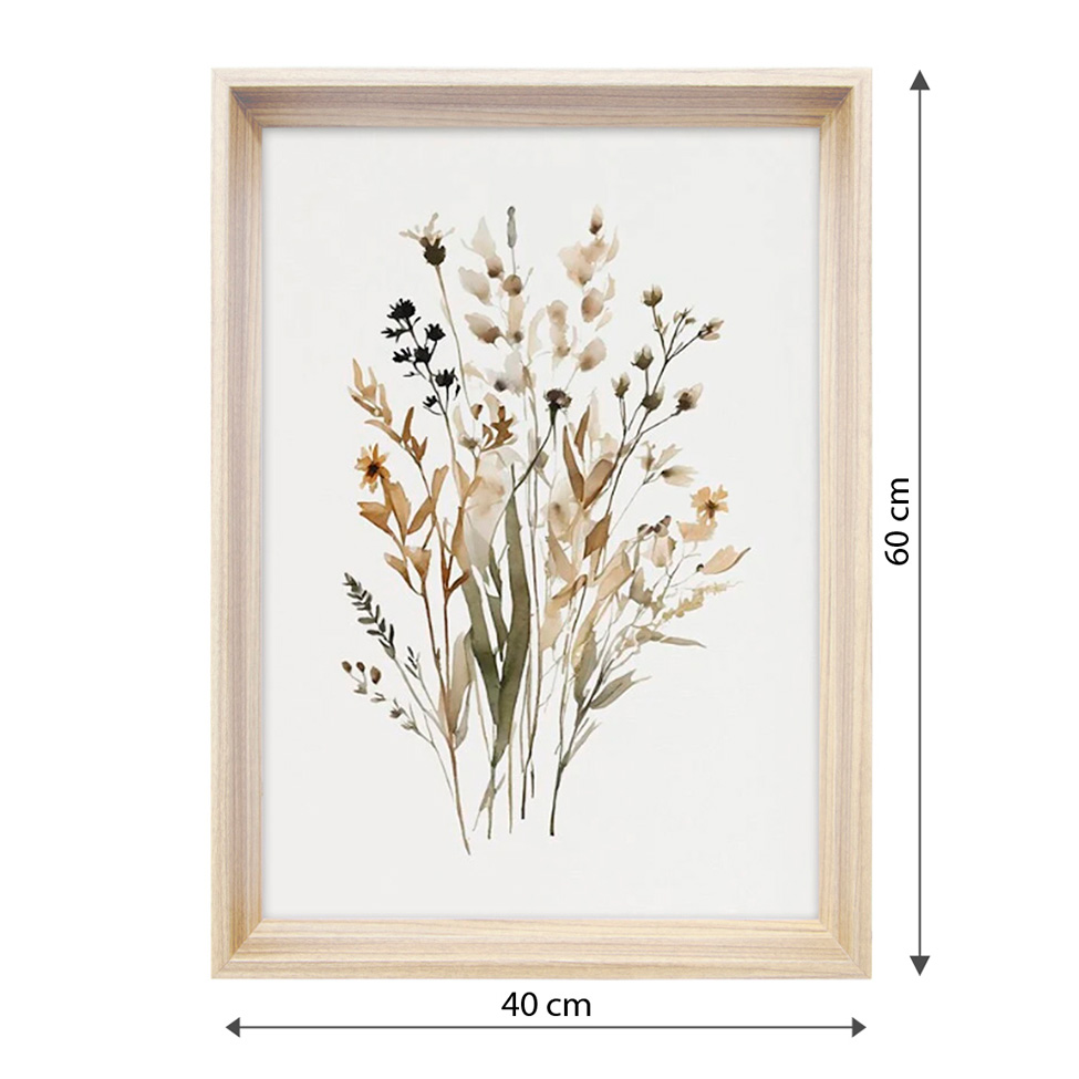 Quadro Romântico Flores do Campo I com Vidro Colorido 40x60 cm