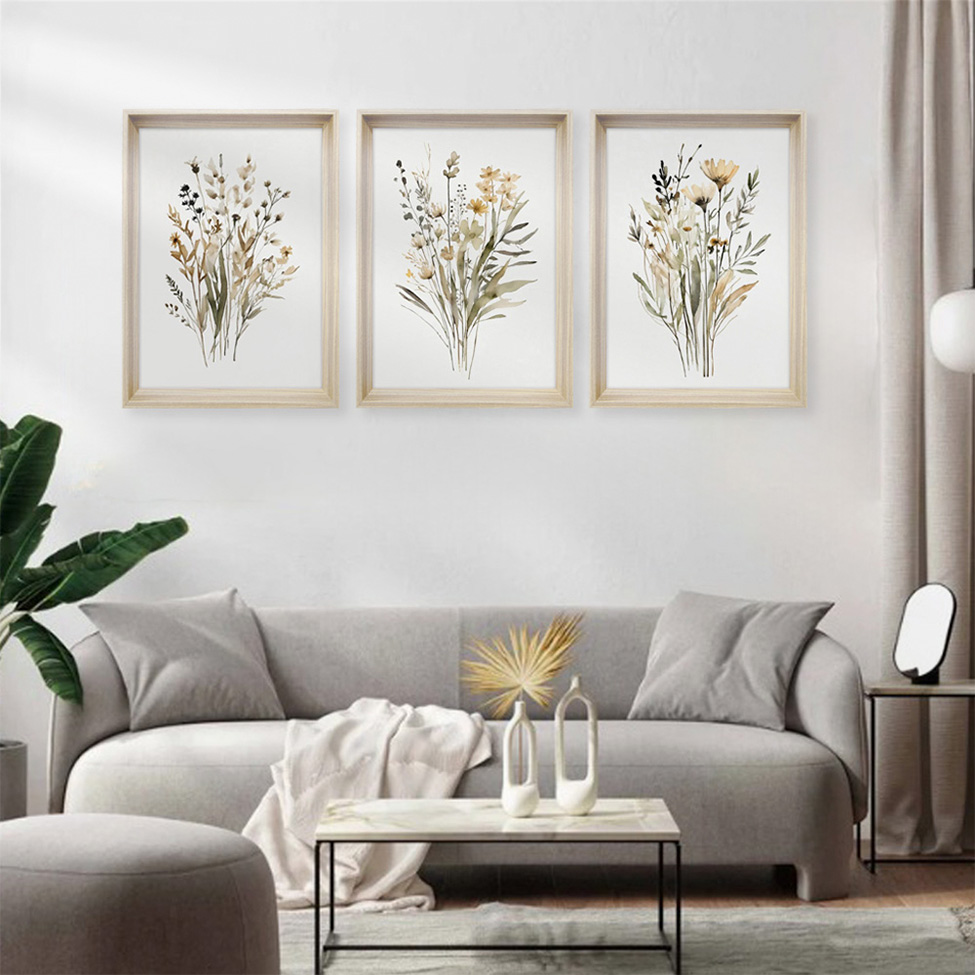 Quadro Romântico Flores do Campo II com Vidro Colorido 40x60 cm