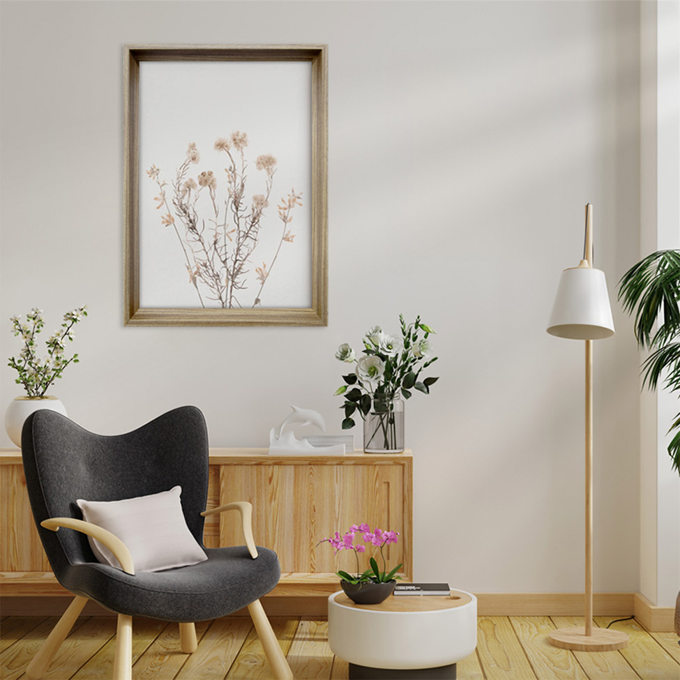 Quadro Romântico Grama de Algodão com Vidro Colorido 50x70 cm