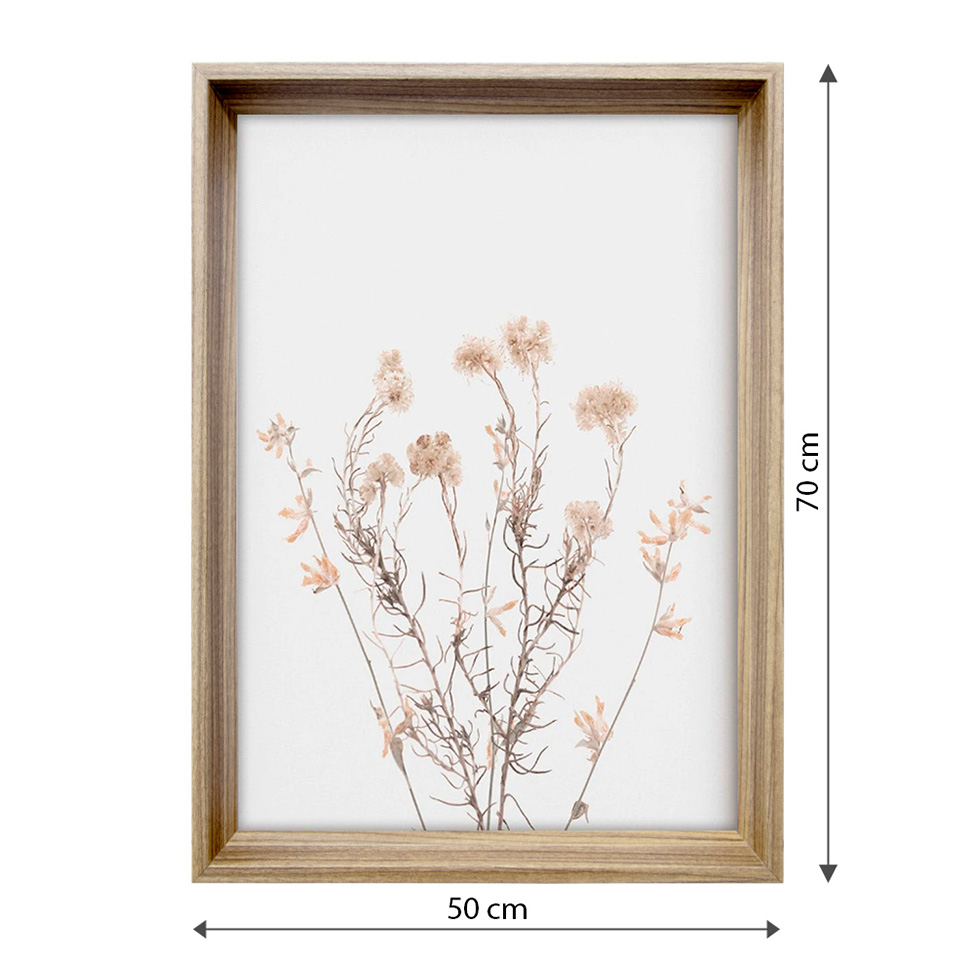 Quadro Romântico Grama de Algodão com Vidro Colorido 50x70 cm