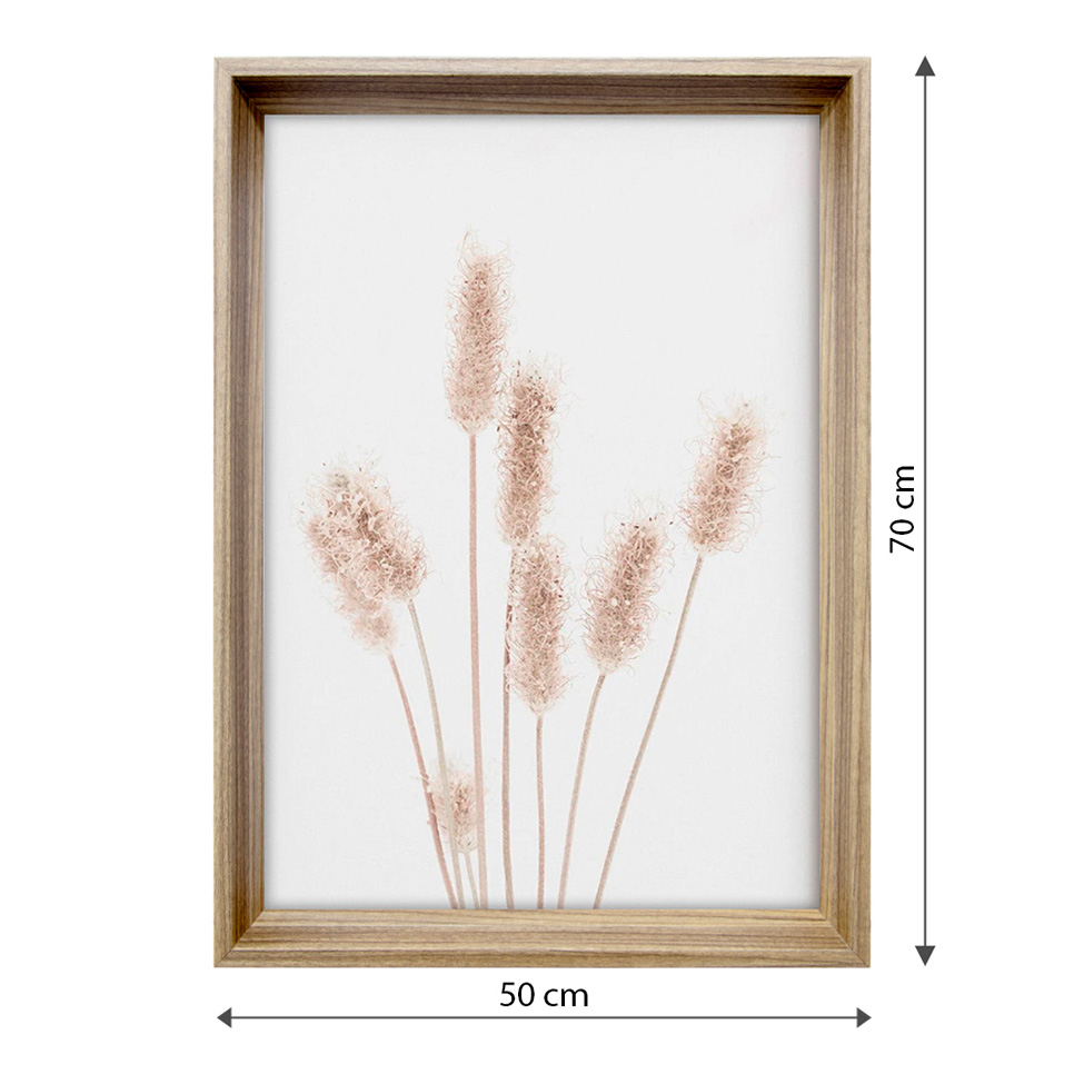 Quadro Romântico Grama de Pampas I com Vidro Colorido 50x70 cm