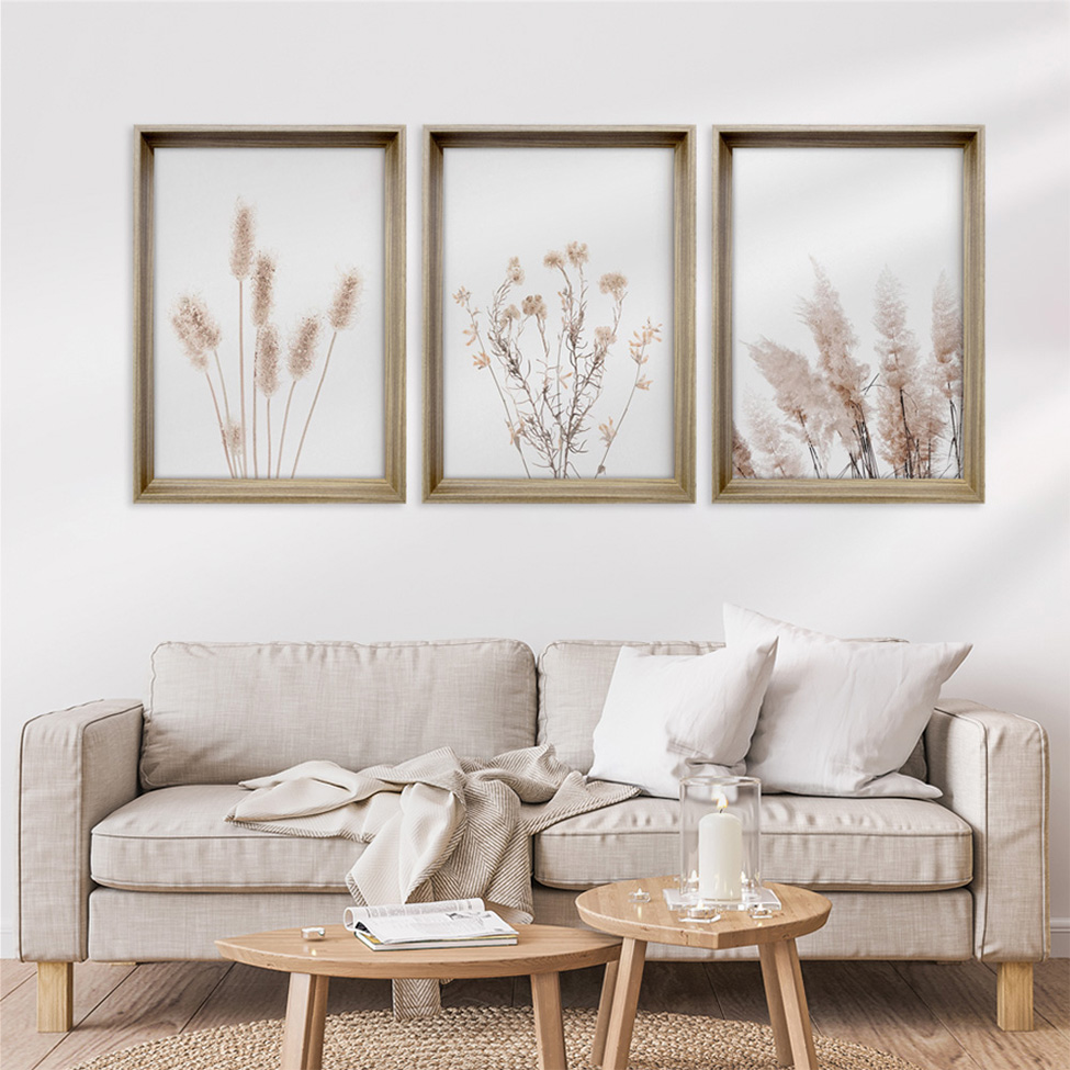 Quadro Romântico Grama de Pampas I com Vidro Colorido 50x70 cm
