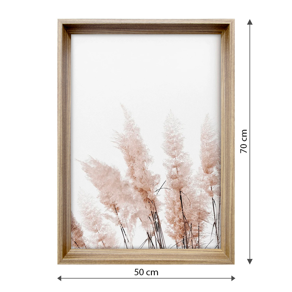 Quadro Romântico Grama de Pampas II com Vidro Colorido 50x70 cm