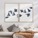 Quadro Romântico Pássaros I sem Vidro Branco e Azul 60x90 cm