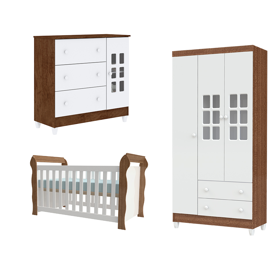 Quarto Infantil Maria 4 PT 5 GV Branco e Amadeirado
